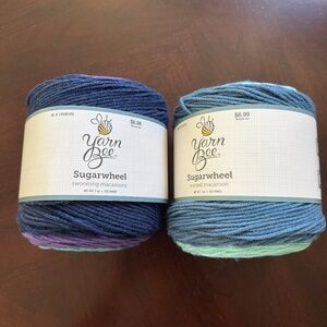 Set of 2 Yarn Bee Sugarwheel Yarn Swooning Macaroons and Minted Macaron